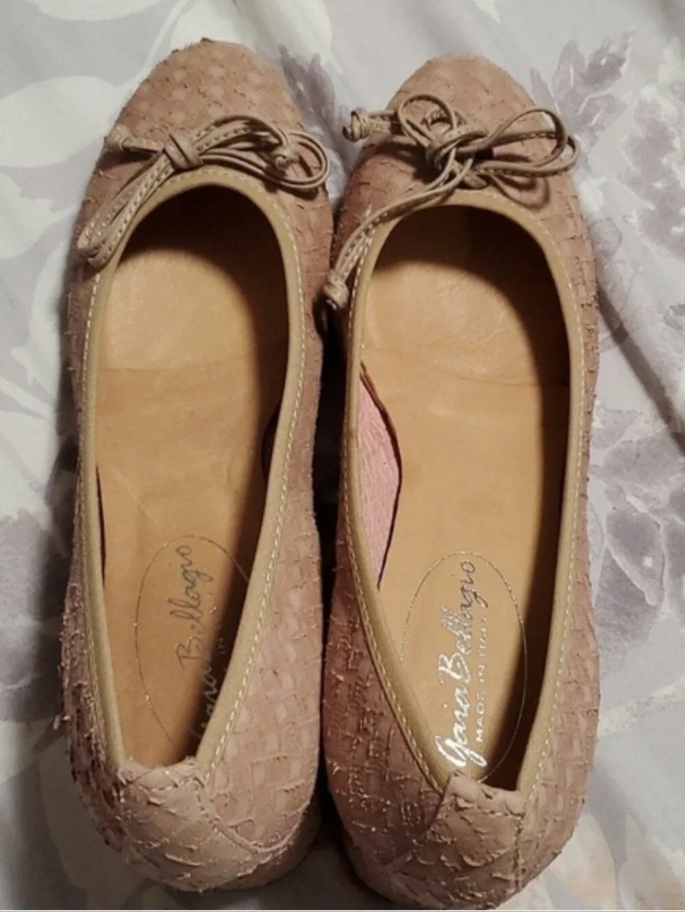 Gaia Bellagio Textured Ballet Flat Women Shoes in Light Pink - Casual Bow Detail